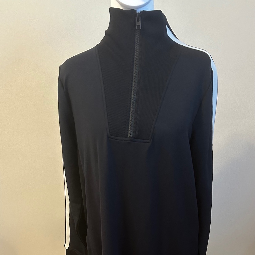 Athleta Black with White Stripes  3/4 Zip Dress Size Medium